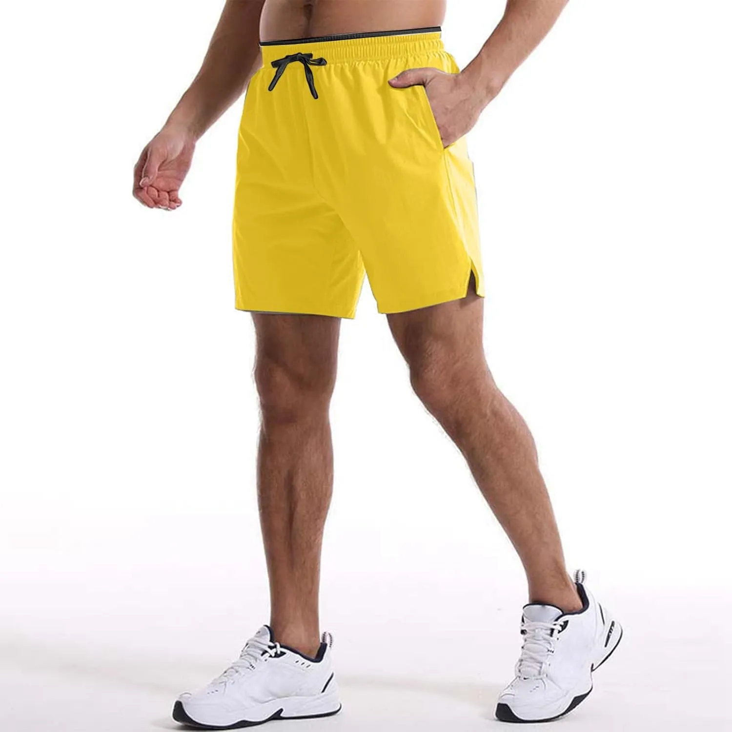 Men's Summer Beach Shorts Lightweight Elastic Waist Drawstring Casual Shorts with Pocket Elastic Waist Casual Men's Shorts