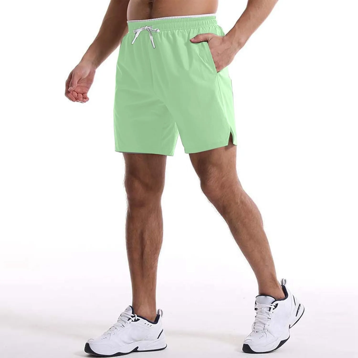 Men's Summer Beach Shorts Lightweight Elastic Waist Drawstring Casual Shorts with Pocket Elastic Waist Casual Men's Shorts