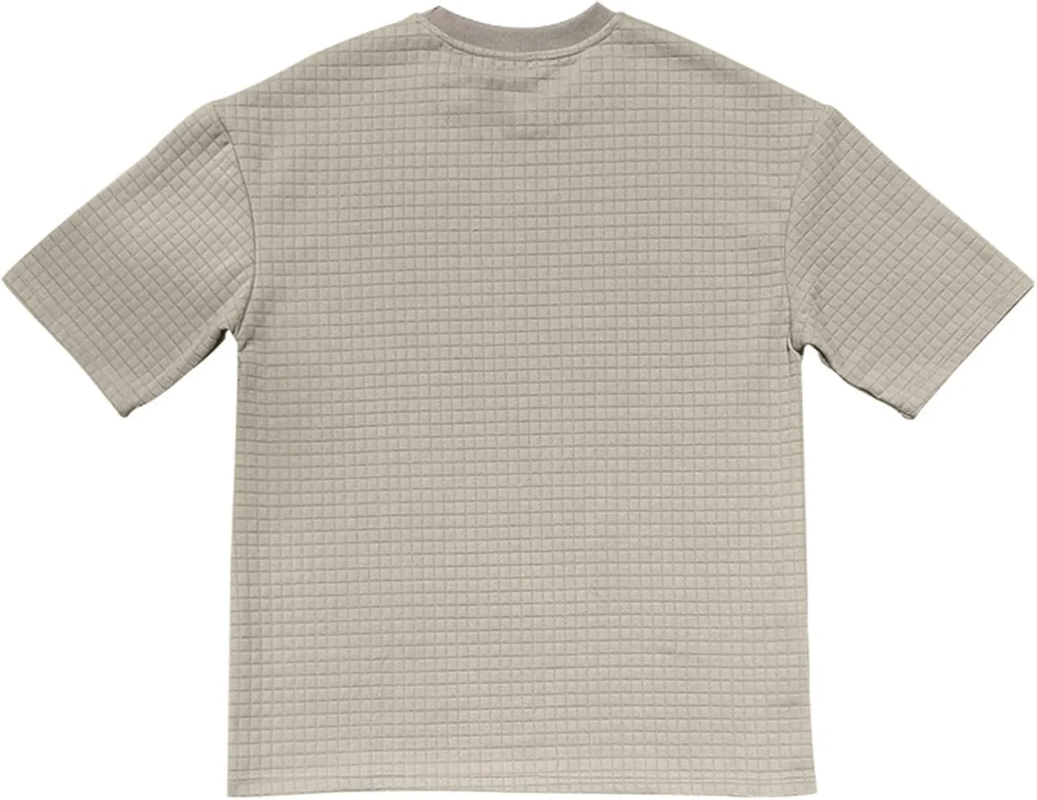 Mens Summer Casual Shirts Short Sleeve Waffle T-shirts Solid Color Crewneck Loose Tees Beach Tops