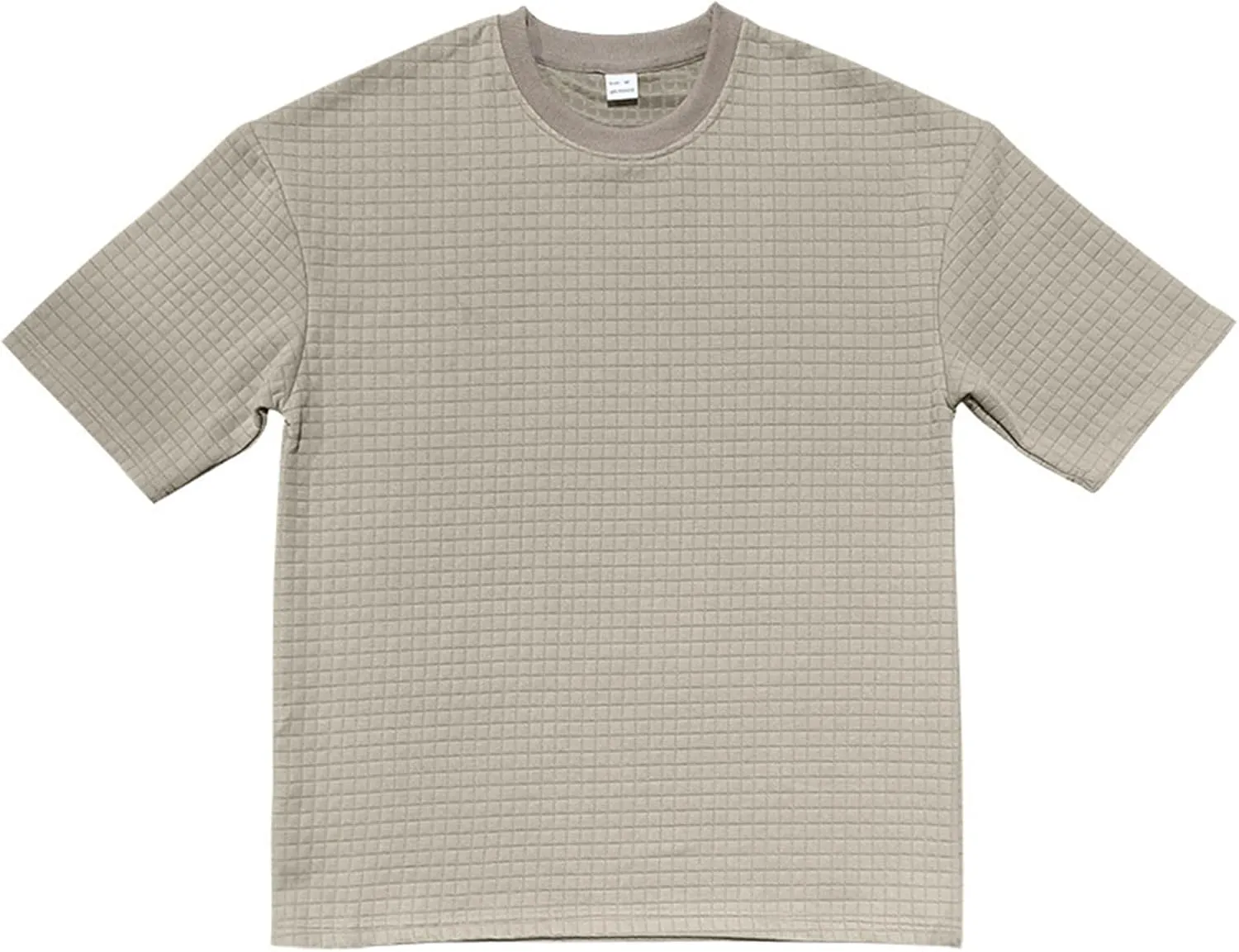 Mens Summer Casual Shirts Short Sleeve Waffle T-shirts Solid Color Crewneck Loose Tees Beach Tops