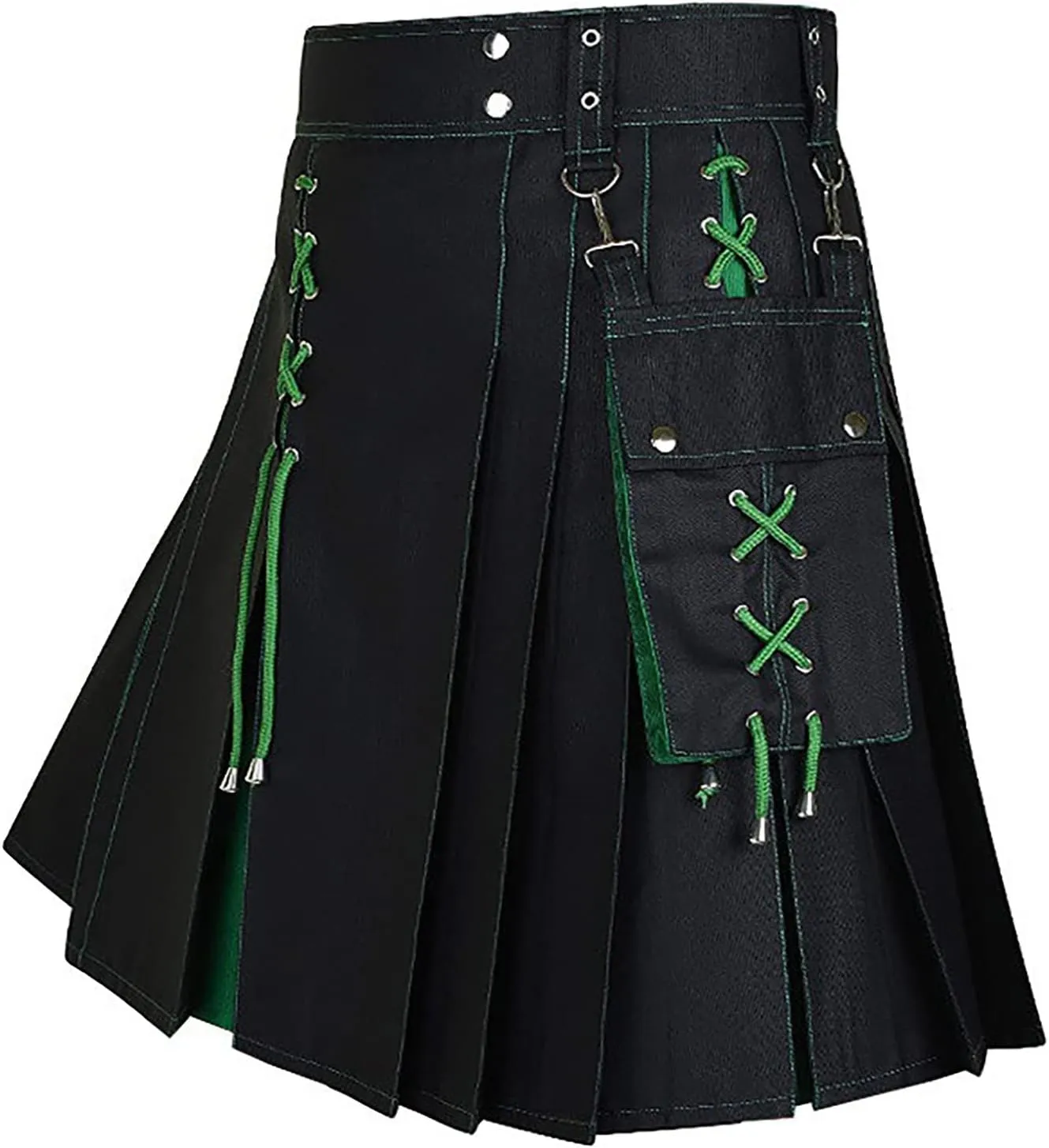 Mens Utility Kilt Scottish Tartan Apparel Highland Pleated Tartan Utility Kilts for Men Costume Kilts with Pockets