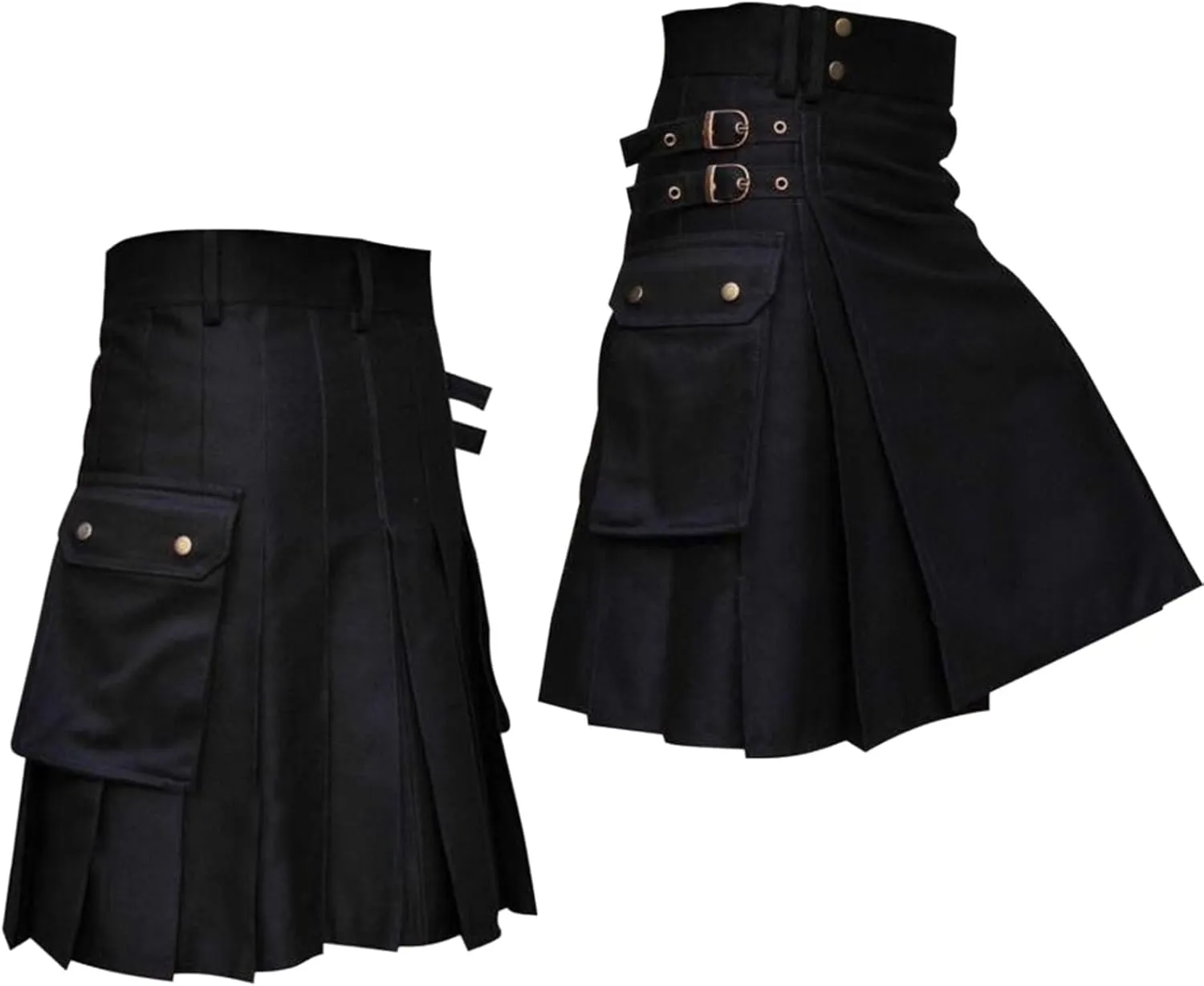 Mens Utility Kilt Scottish Tartan Apparel Highland Pleated Tartan Utility Kilts for Men Costume Kilts with Pockets