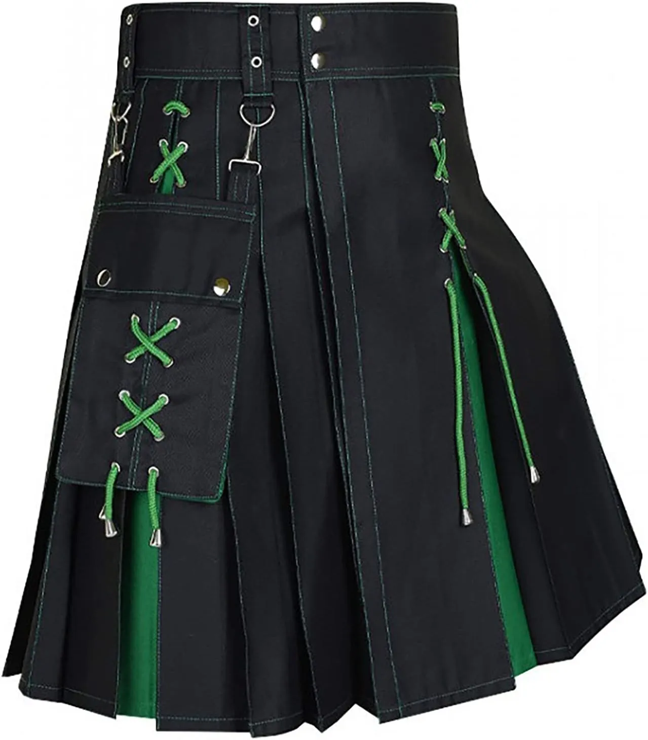 Mens Utility Kilt Scottish Tartan Apparel Highland Pleated Tartan Utility Kilts for Men Costume Kilts with Pockets