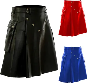 Mens Utility Kilt Scottish Tartan Apparel Highland Pleated Tartan Utility Kilts for Men Costume Kilts with Pockets