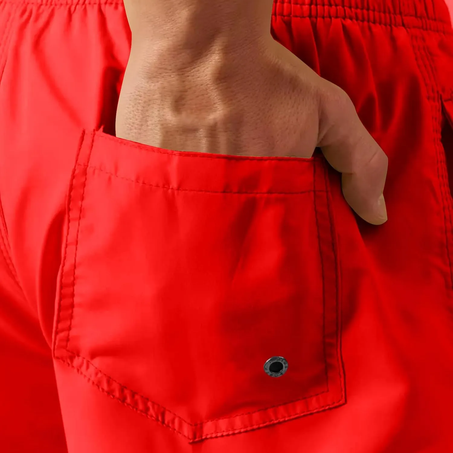 Men's Workout Running Shorts Mesh Lining Quick Dry Shorts Solid Summer Beach Shorts Elastic Waist Drawstring Shorts