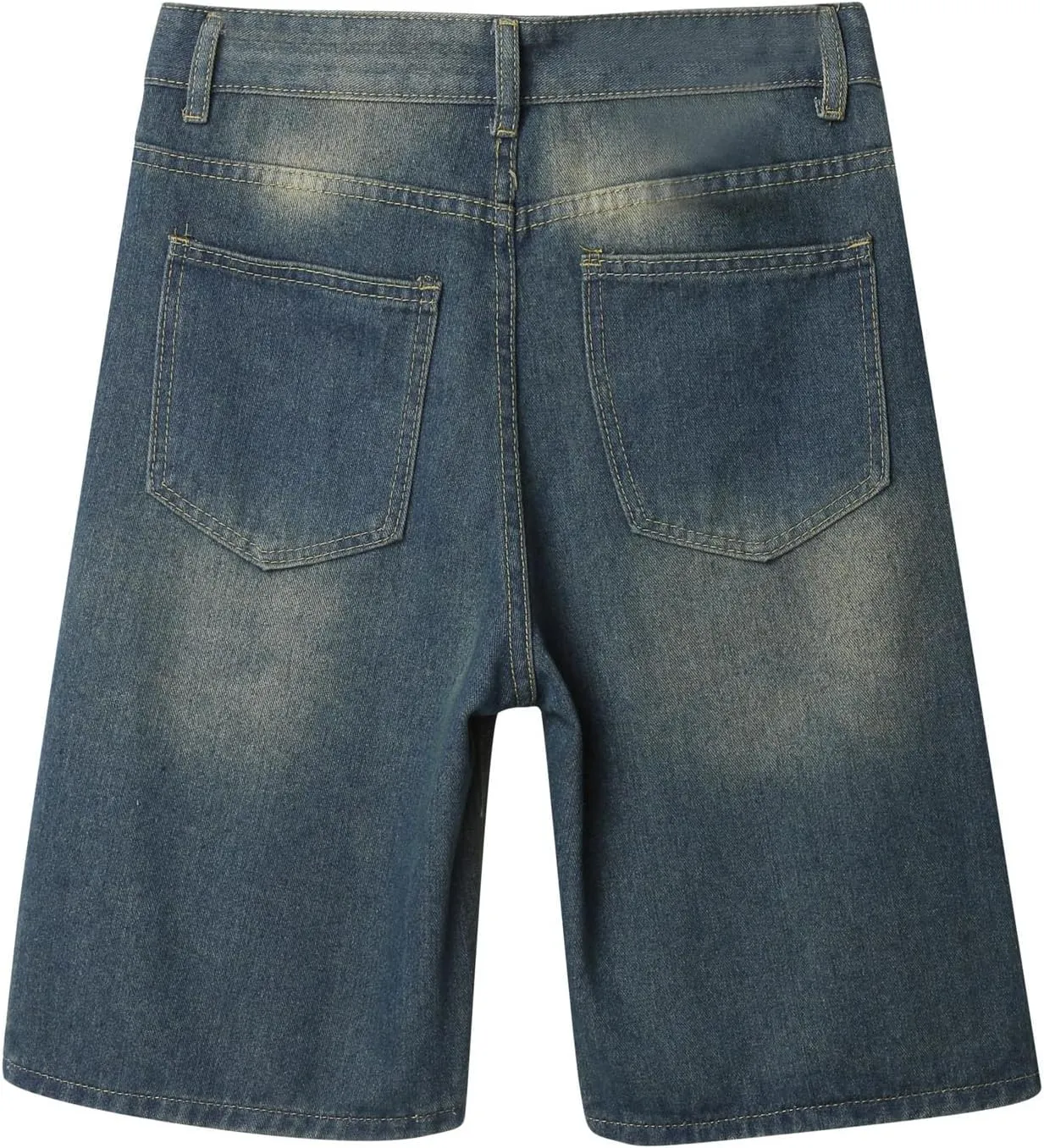 Mens Y2K Grunge Baggy Jean Shorts Casual Hip Hop Aesthetic Pants Loose Fit Denim Shorts Streetwear