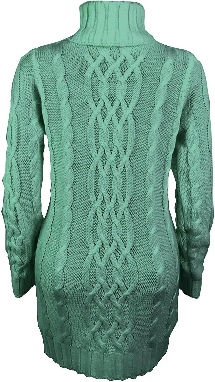 Miyaomn Women's Cable Knitted Sweater Dress Sexy Long Sleeve Bodycon Turtleneck Mini Dress Casual Fall Tunic Pullover Dresses
