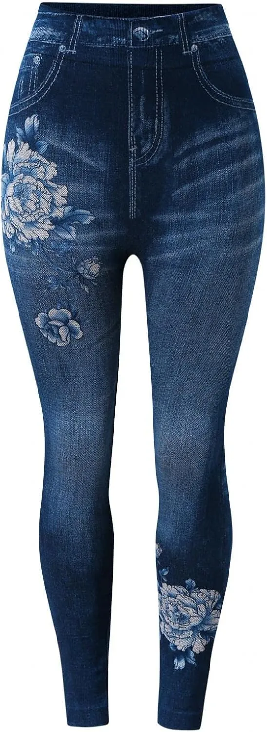 Nyybw Jeggings for Womens Pull on, Soft Stretch Skinny Tummy Control Pants High Waisted Slim Fit Leg Denim Jean Leggings