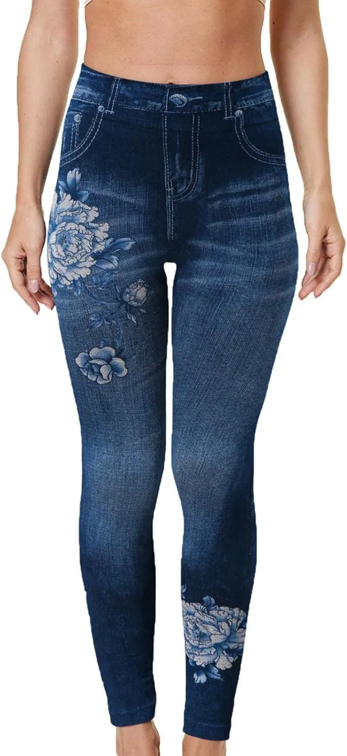 Nyybw Jeggings for Womens Pull on, Soft Stretch Skinny Tummy Control Pants High Waisted Slim Fit Leg Denim Jean Leggings