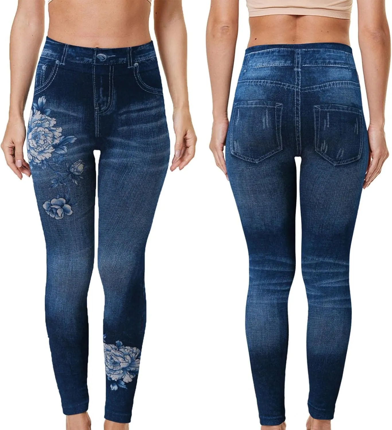 Nyybw Jeggings for Womens Pull on, Soft Stretch Skinny Tummy Control Pants High Waisted Slim Fit Leg Denim Jean Leggings