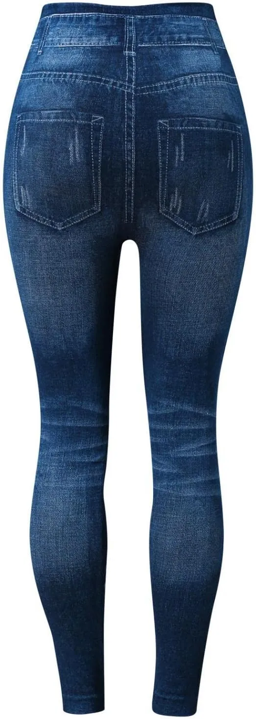 Nyybw Jeggings for Womens Pull on, Soft Stretch Skinny Tummy Control Pants High Waisted Slim Fit Leg Denim Jean Leggings