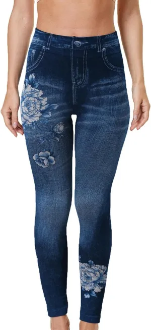 Nyybw Jeggings for Womens Pull on, Soft Stretch Skinny Tummy Control Pants High Waisted Slim Fit Leg Denim Jean Leggings