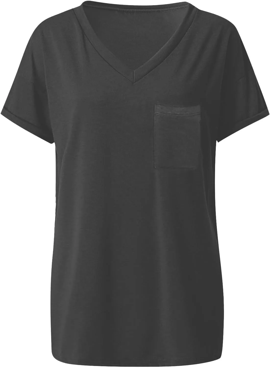 Oversized Tshirts for Women Plain V Neck Cotton T Shirts Casual Loose Short Sleeve Shirts Basic Tees Cute Summer Tops