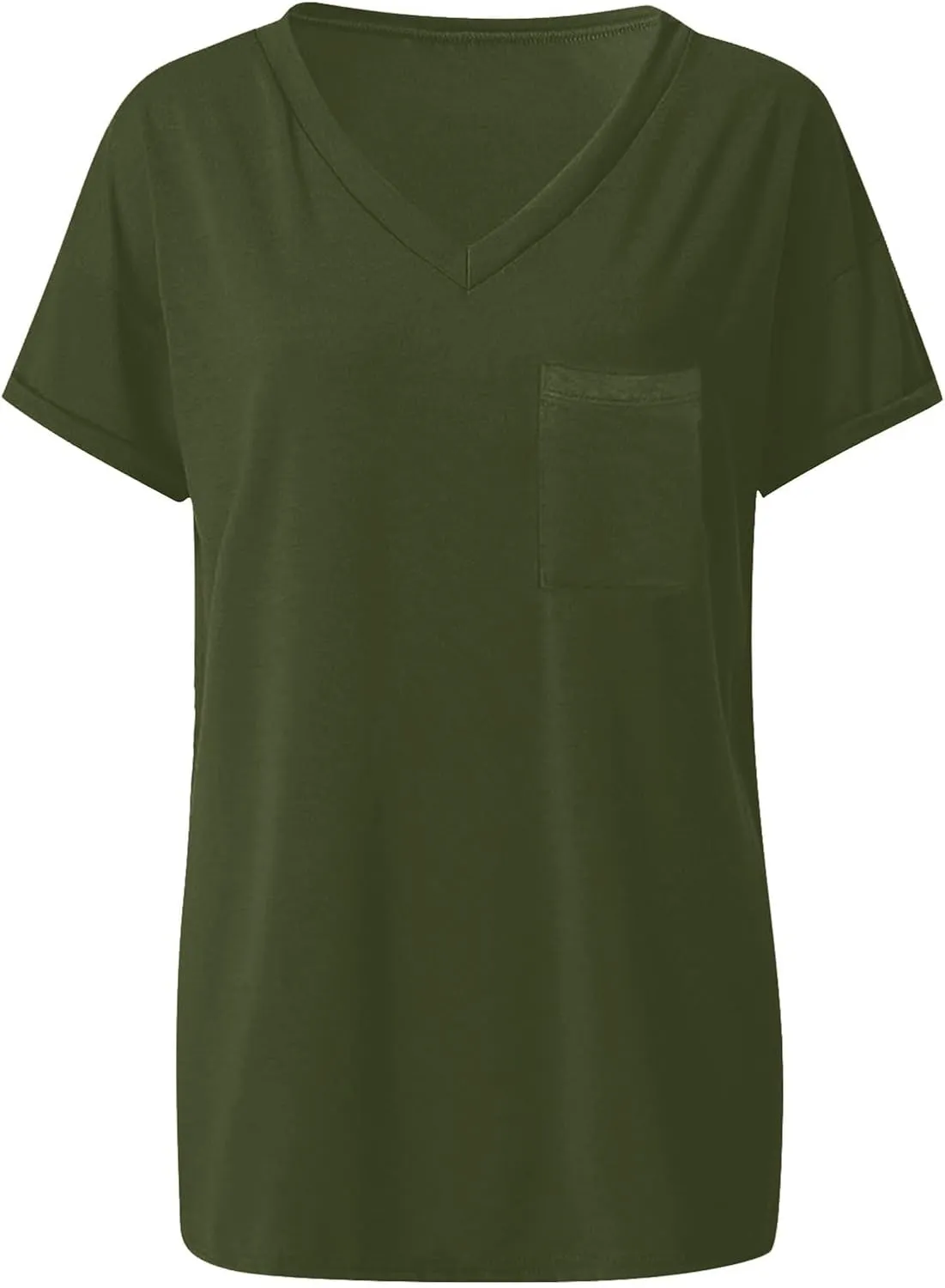 Oversized Tshirts for Women Plain V Neck Cotton T Shirts Casual Loose Short Sleeve Shirts Basic Tees Cute Summer Tops