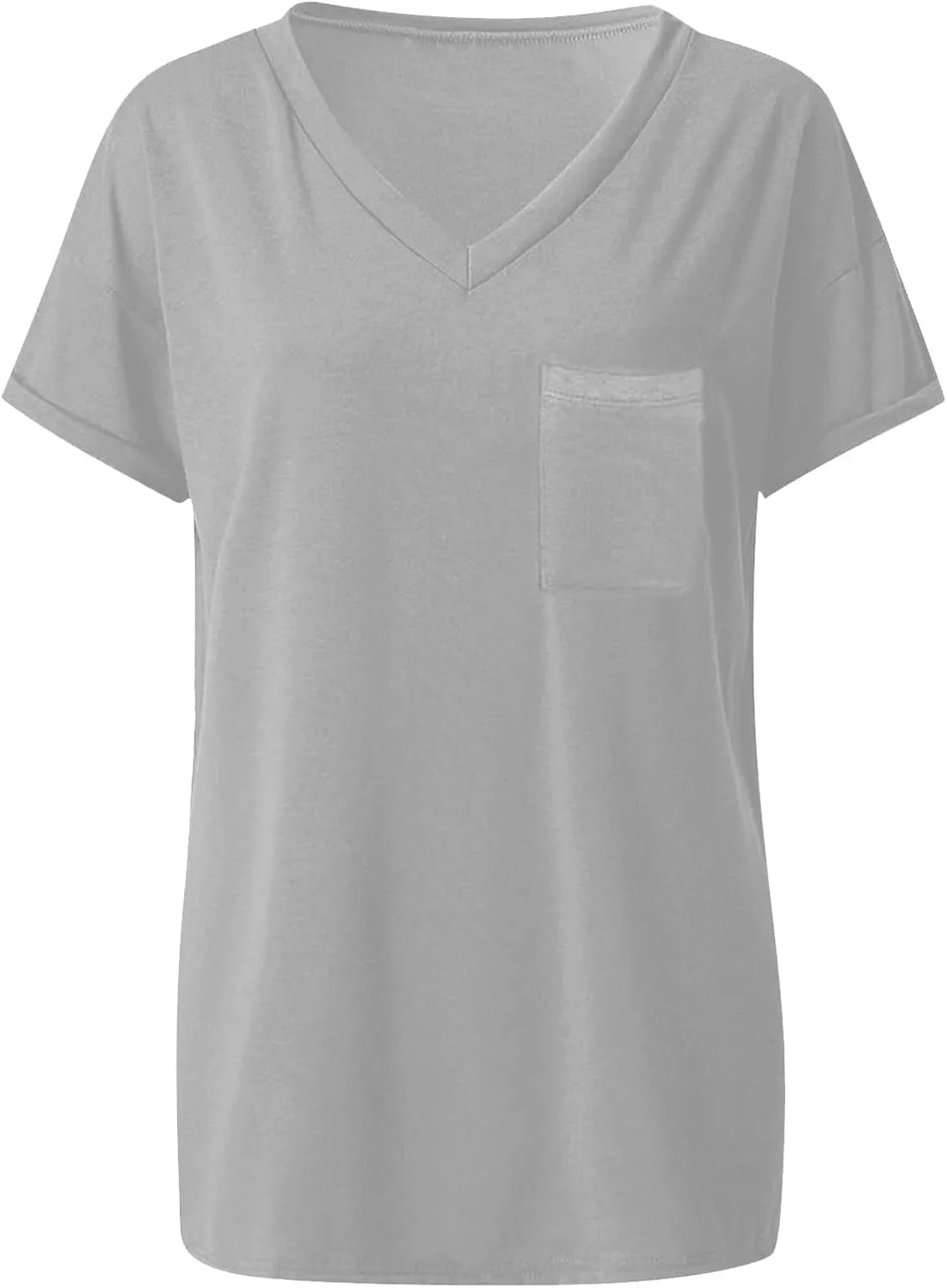 Oversized Tshirts for Women Plain V Neck Cotton T Shirts Casual Loose Short Sleeve Shirts Basic Tees Cute Summer Tops