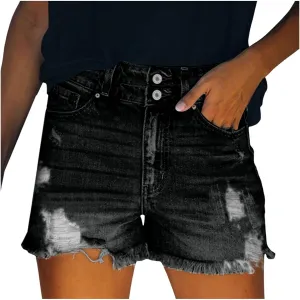 Plus Size Denim Bermuda Shorts For Women Jean Shorts High Waisted Ripped Shorts Distressed Jean Shorts for Summer