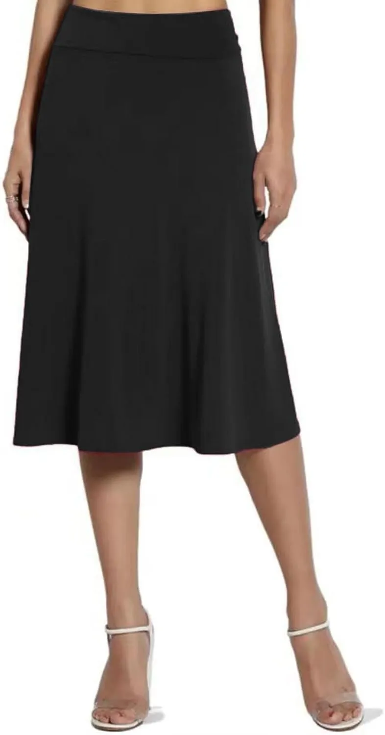 Plus Size Skirt for Women High Waist Business Workout Knee Length Satin A-Line Loose Casual Dress Skirts for Women