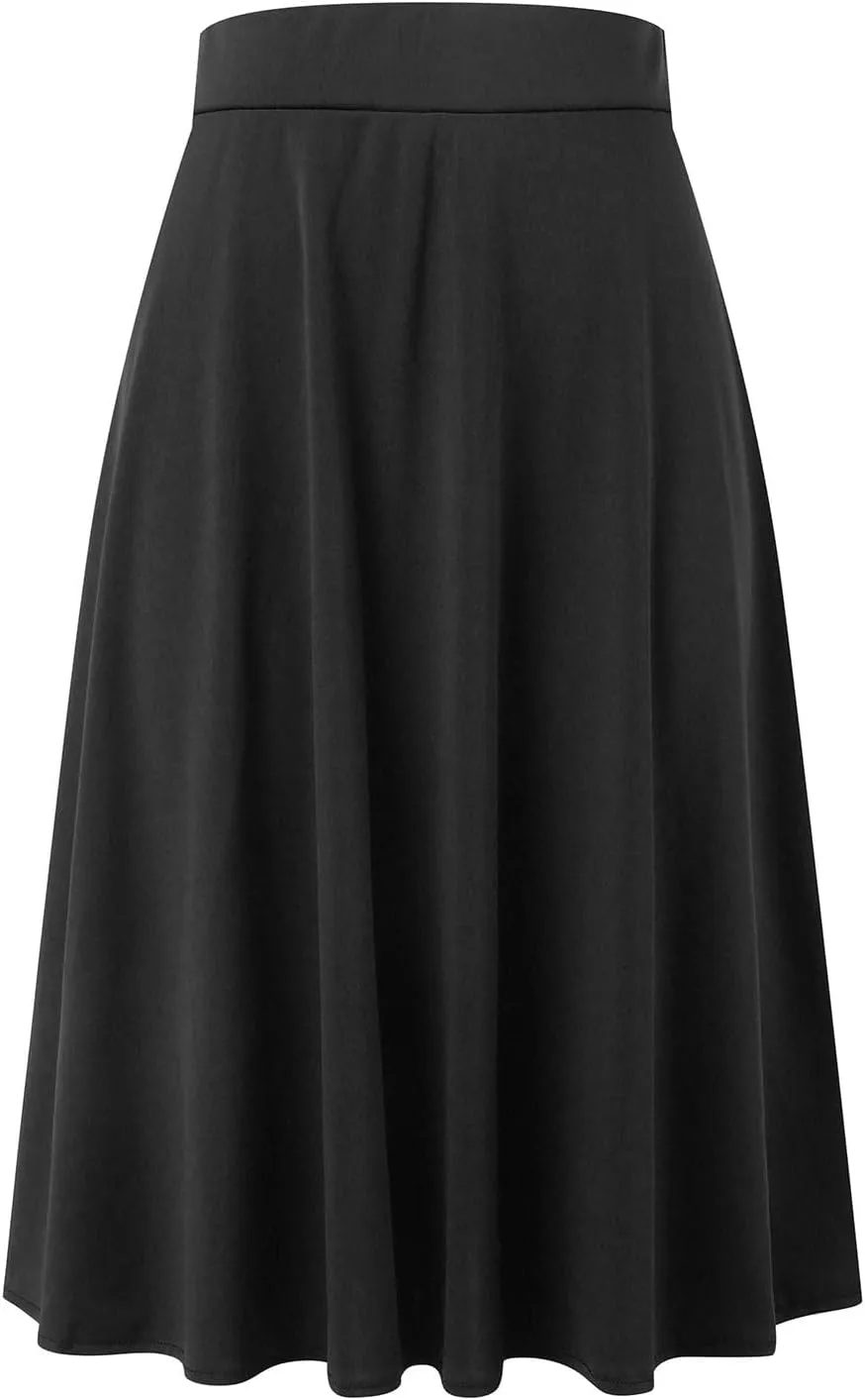 Plus Size Skirt for Women High Waist Business Workout Knee Length Satin A-Line Loose Casual Dress Skirts for Women