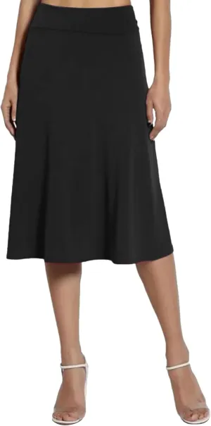 Plus Size Skirt for Women High Waist Business Workout Knee Length Satin A-Line Loose Casual Dress Skirts for Women
