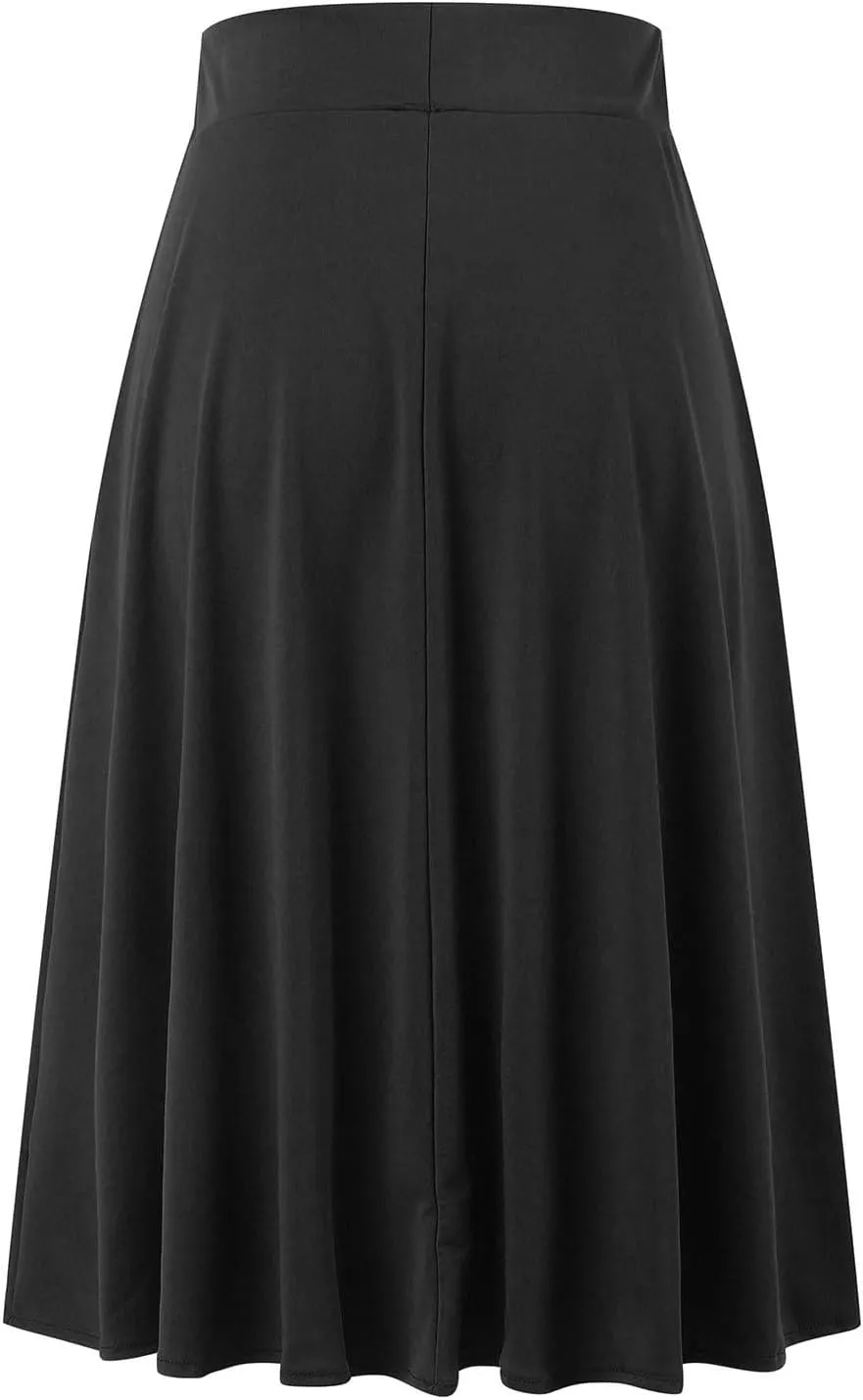 Plus Size Skirt for Women High Waist Business Workout Knee Length Satin A-Line Loose Casual Dress Skirts for Women