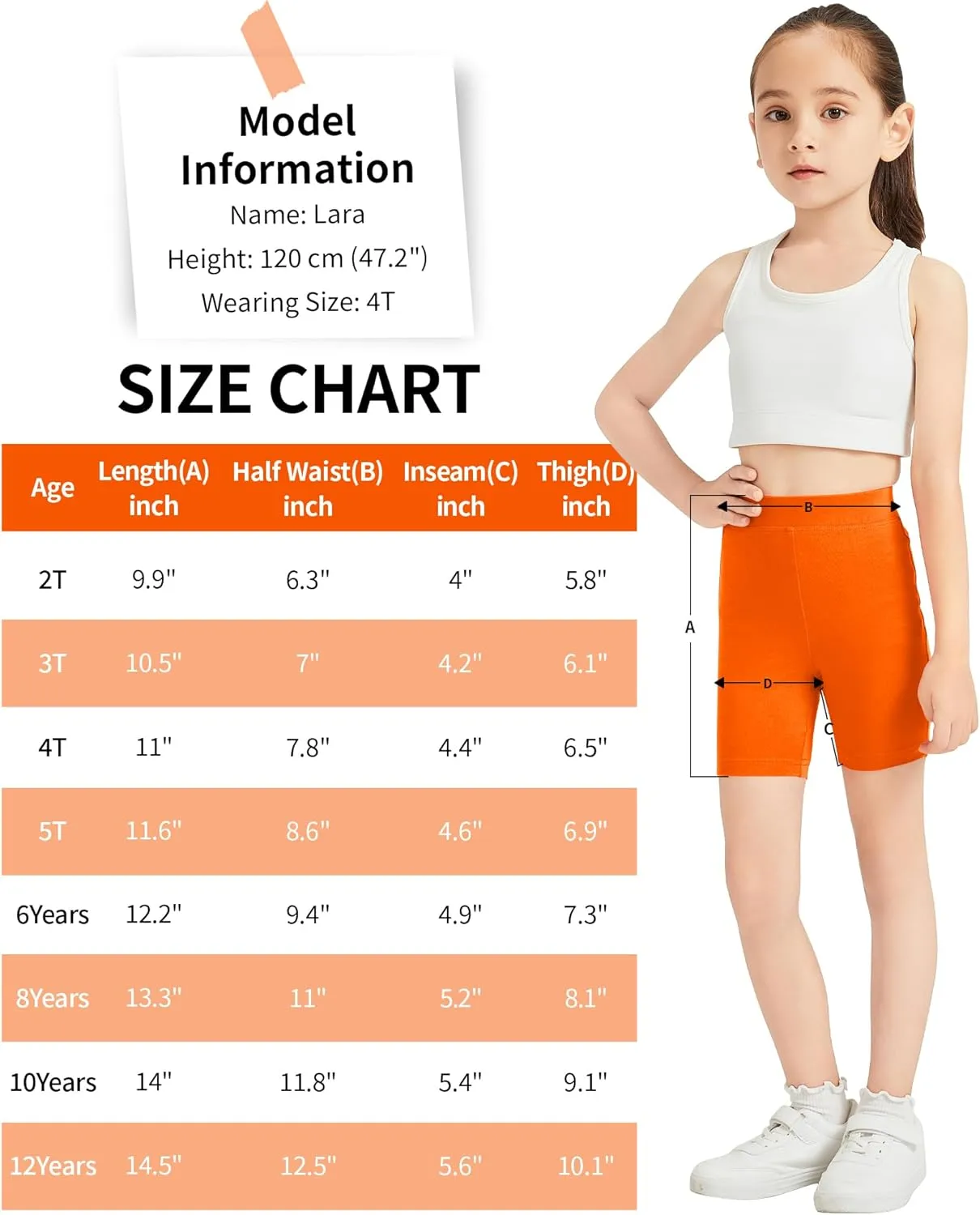 QBK 2T to 12 Years Girls Shorts Cotton Basic Solid Soft, High Rise Dance Gym Casual, Toddler Big Little Kid