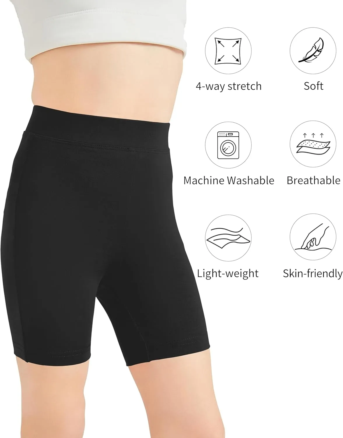 QBK 2T to 12 Years Girls Shorts Cotton Basic Solid Soft, High Rise Dance Gym Casual, Toddler Big Little Kid