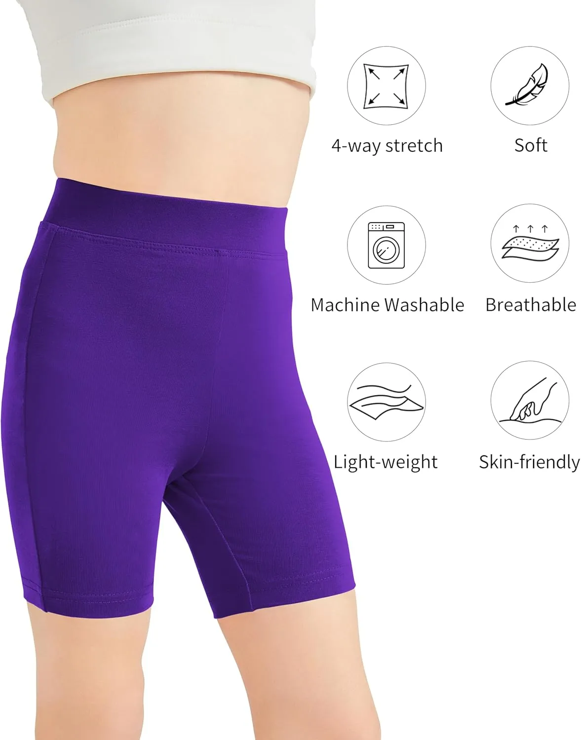 QBK 2T to 12 Years Girls Shorts Cotton Basic Solid Soft, High Rise Dance Gym Casual, Toddler Big Little Kid