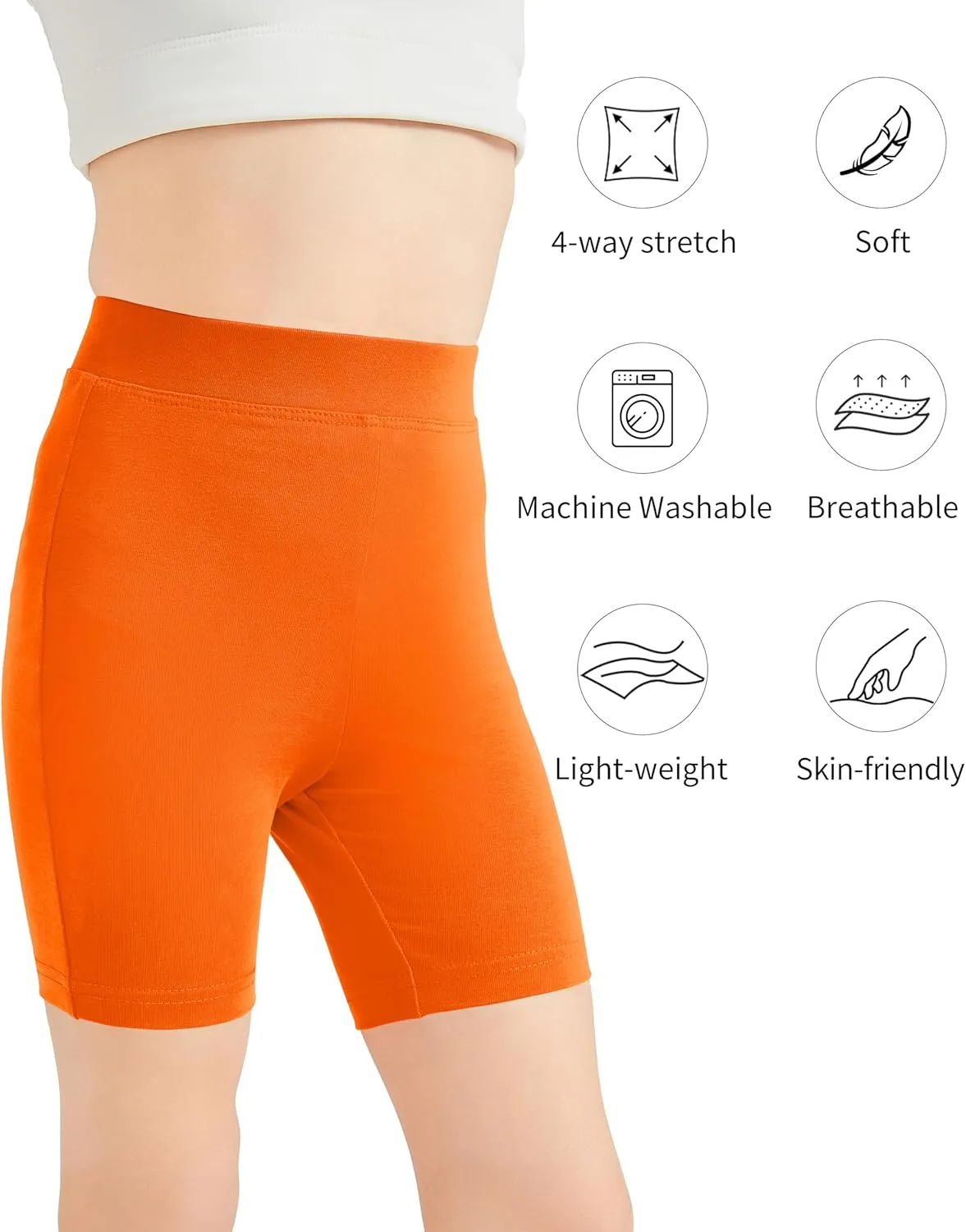 QBK 2T to 12 Years Girls Shorts Cotton Basic Solid Soft, High Rise Dance Gym Casual, Toddler Big Little Kid
