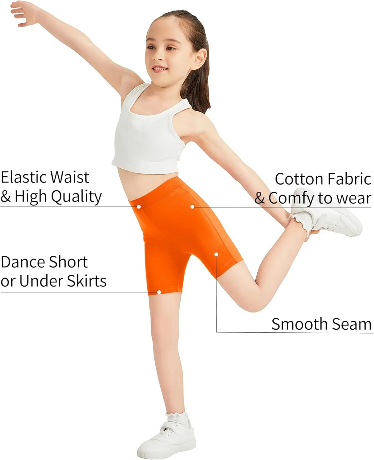 QBK 2T to 12 Years Girls Shorts Cotton Basic Solid Soft, High Rise Dance Gym Casual, Toddler Big Little Kid