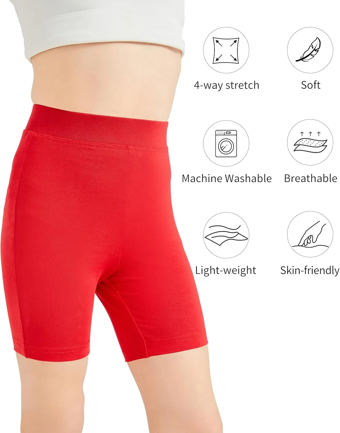 QBK 2T to 12 Years Girls Shorts Cotton Basic Solid Soft, High Rise Dance Gym Casual, Toddler Big Little Kid