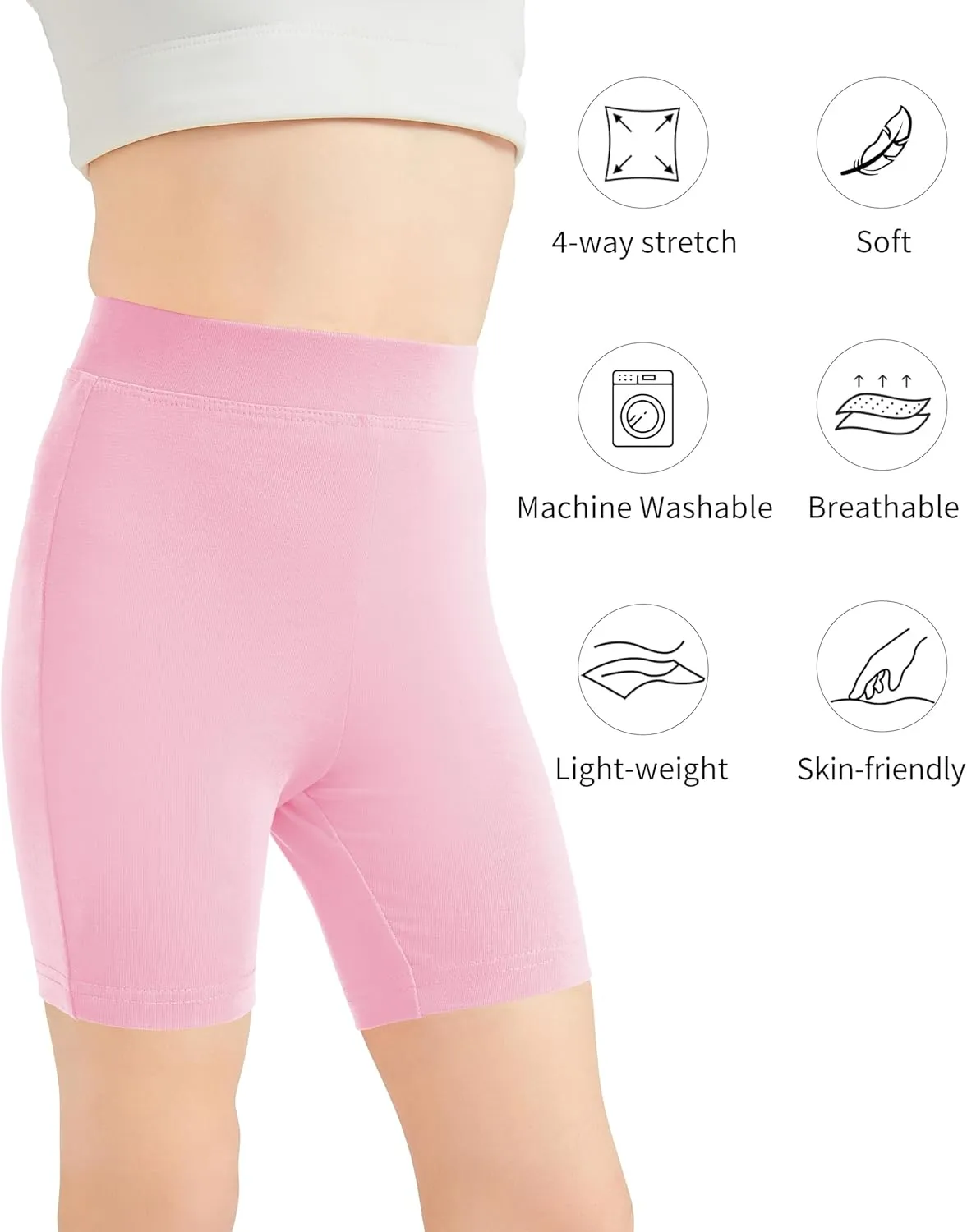 QBK 2T to 12 Years Girls Shorts Cotton Basic Solid Soft, High Rise Dance Gym Casual, Toddler Big Little Kid