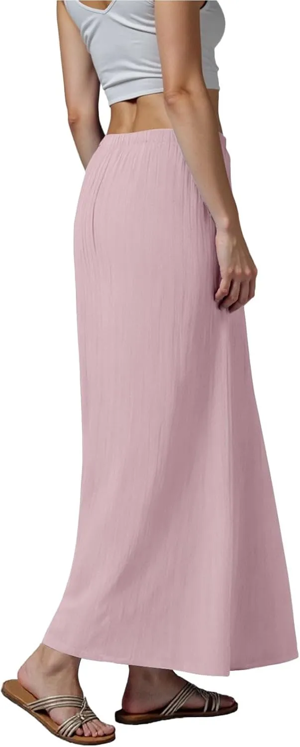 Rvidbe Maxi Skirts for Women 2025 Summer Comfy Drawstring Waist A Line Skirts Cute Vacation Boho Long Flowy Beach Skirts