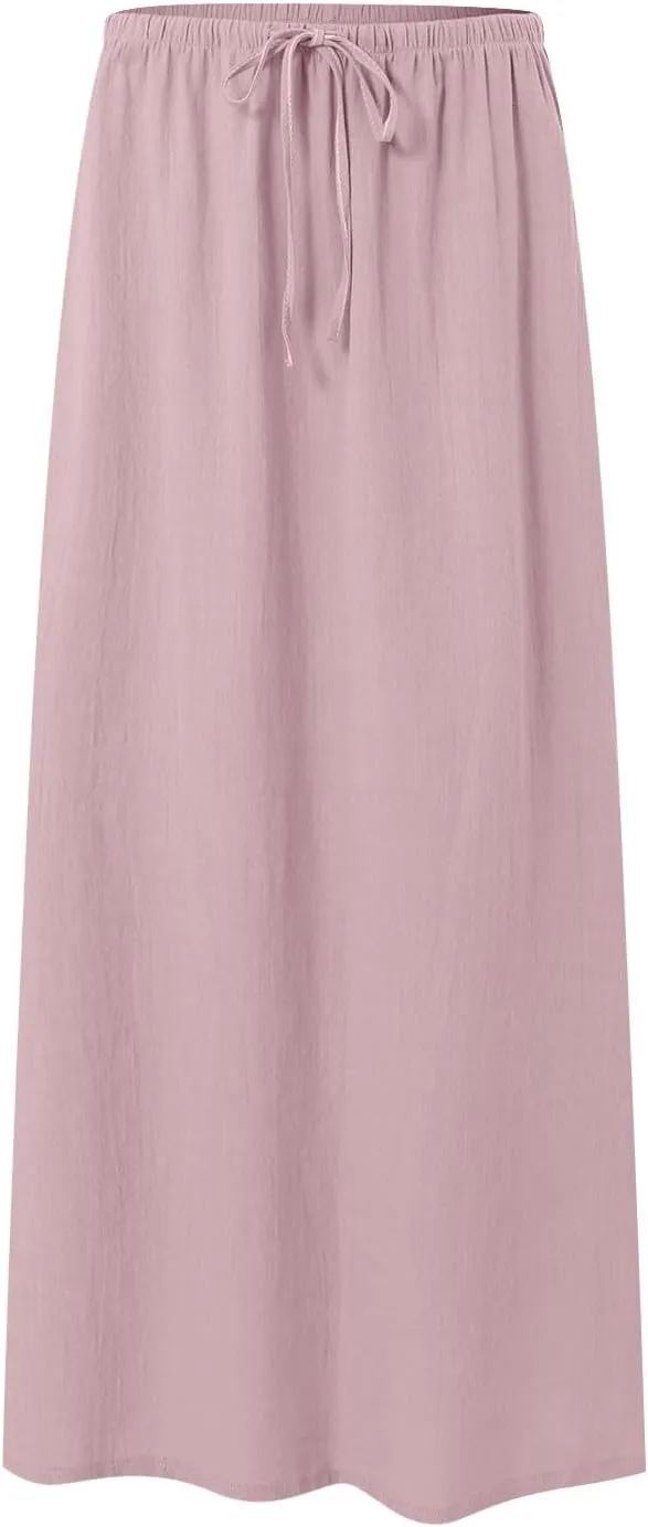 Rvidbe Maxi Skirts for Women 2025 Summer Comfy Drawstring Waist A Line Skirts Cute Vacation Boho Long Flowy Beach Skirts
