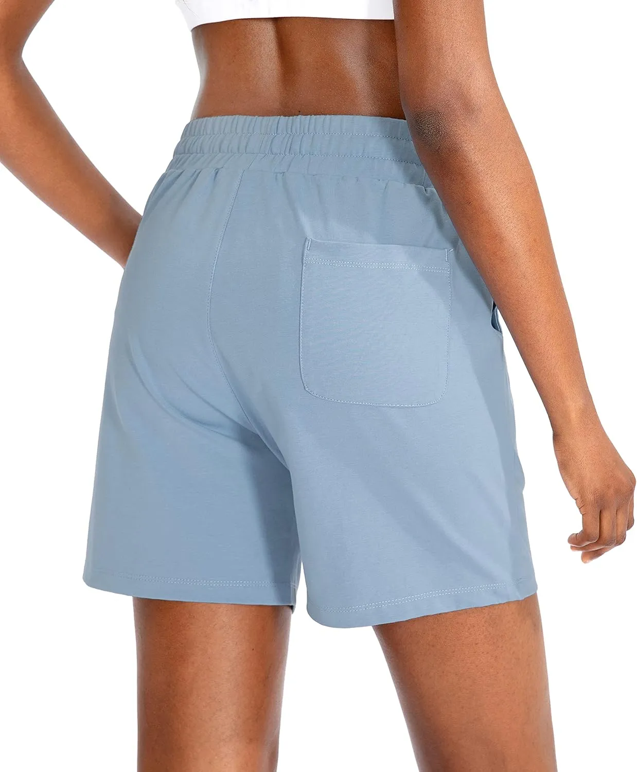 SANTINY Women's Cotton Shorts 5'' Lounge Yoga Shorts Jersey Sweat Bermuda Shorts for Women Walking Athletic with Pockets