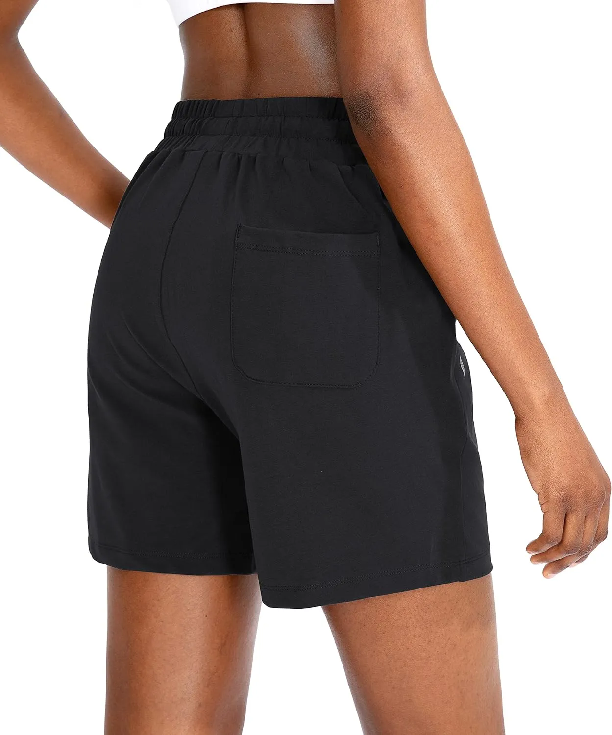SANTINY Women's Cotton Shorts 5'' Lounge Yoga Shorts Jersey Sweat Bermuda Shorts for Women Walking Athletic with Pockets