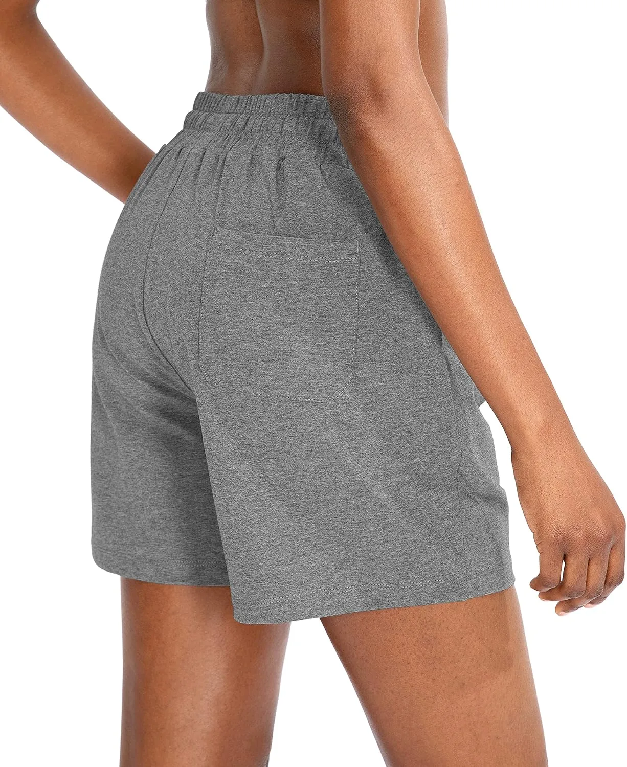 SANTINY Women's Cotton Shorts 5'' Lounge Yoga Shorts Jersey Sweat Bermuda Shorts for Women Walking Athletic with Pockets