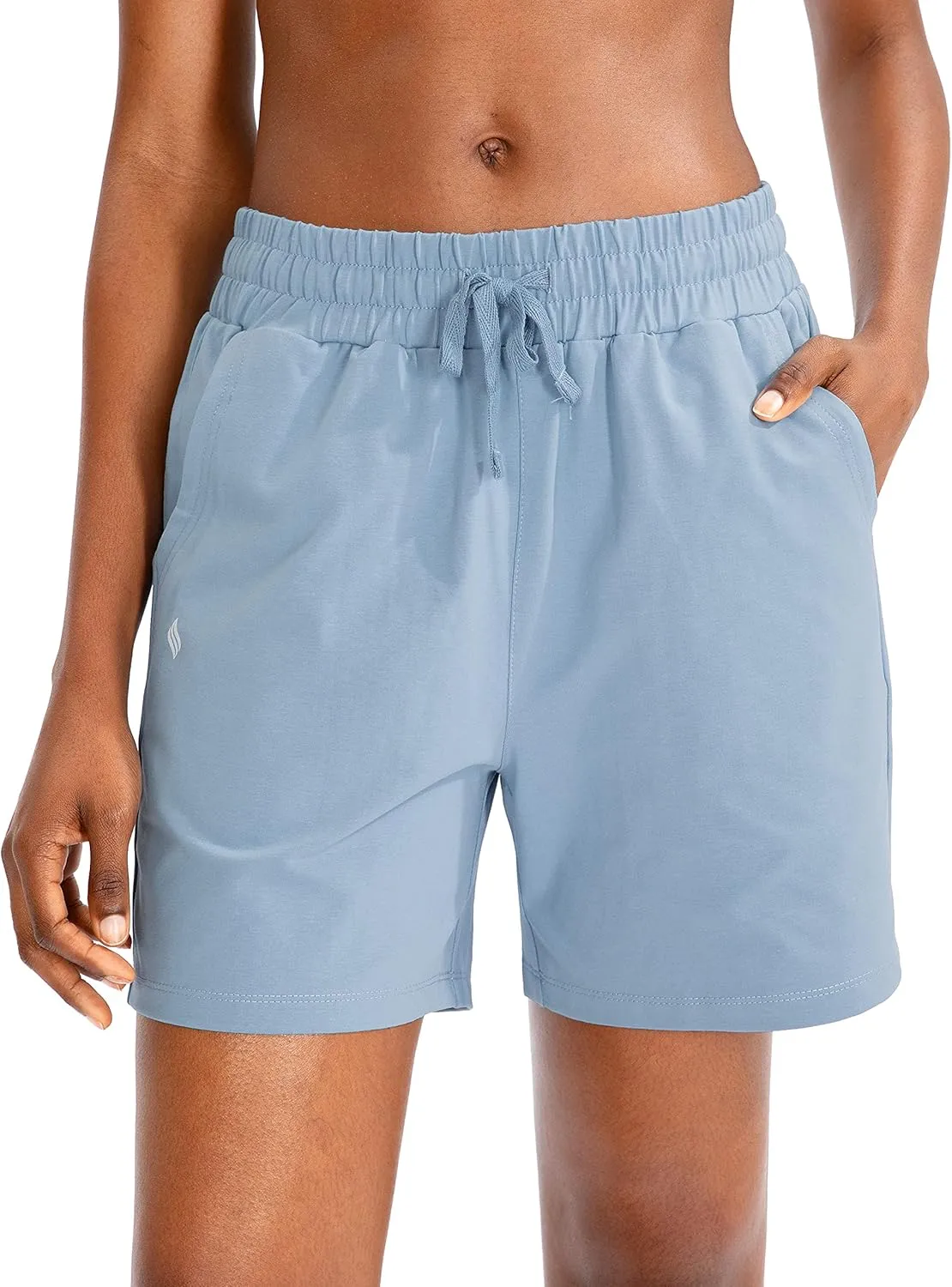 SANTINY Women's Cotton Shorts 5'' Lounge Yoga Shorts Jersey Sweat Bermuda Shorts for Women Walking Athletic with Pockets