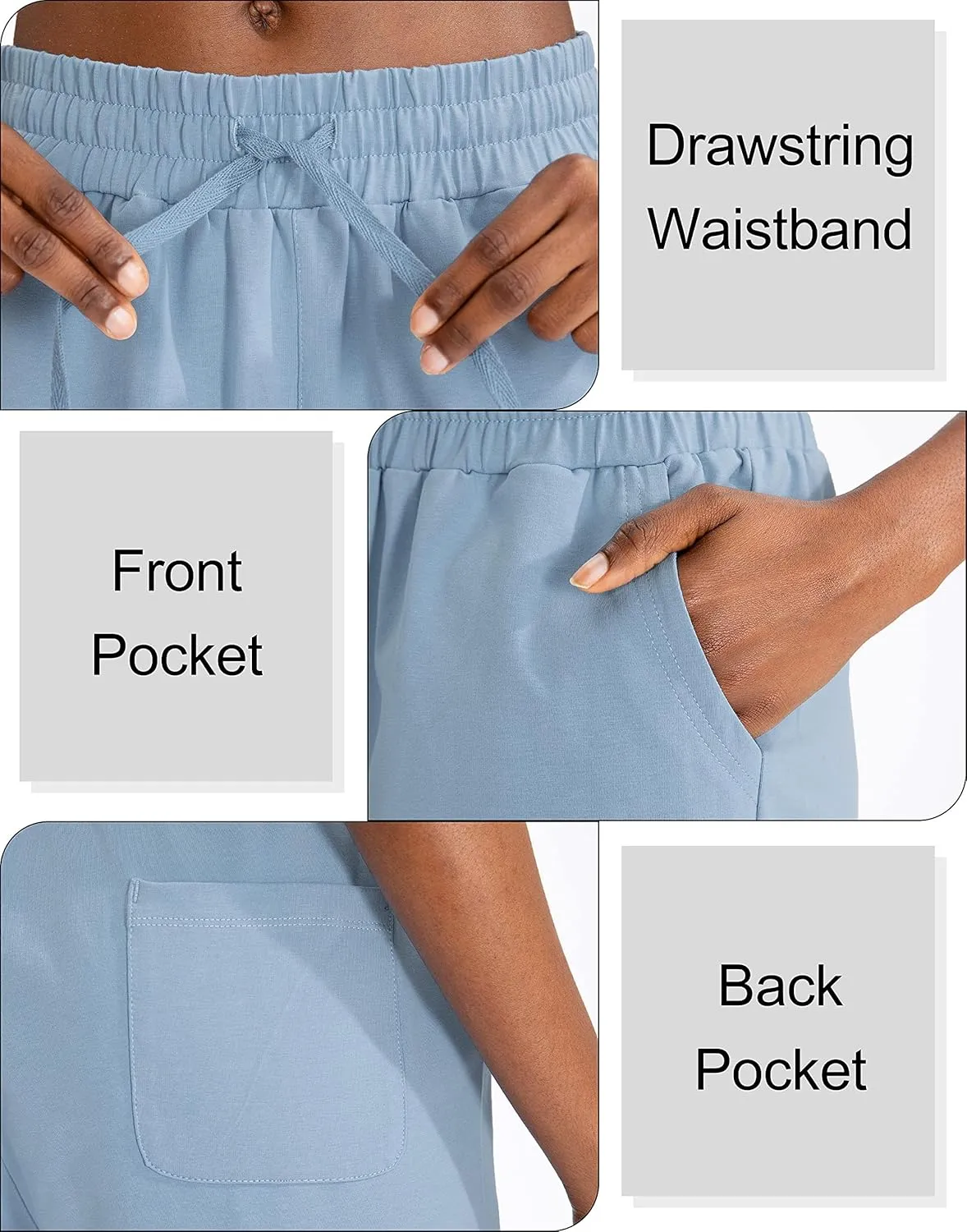 SANTINY Women's Cotton Shorts 5'' Lounge Yoga Shorts Jersey Sweat Bermuda Shorts for Women Walking Athletic with Pockets