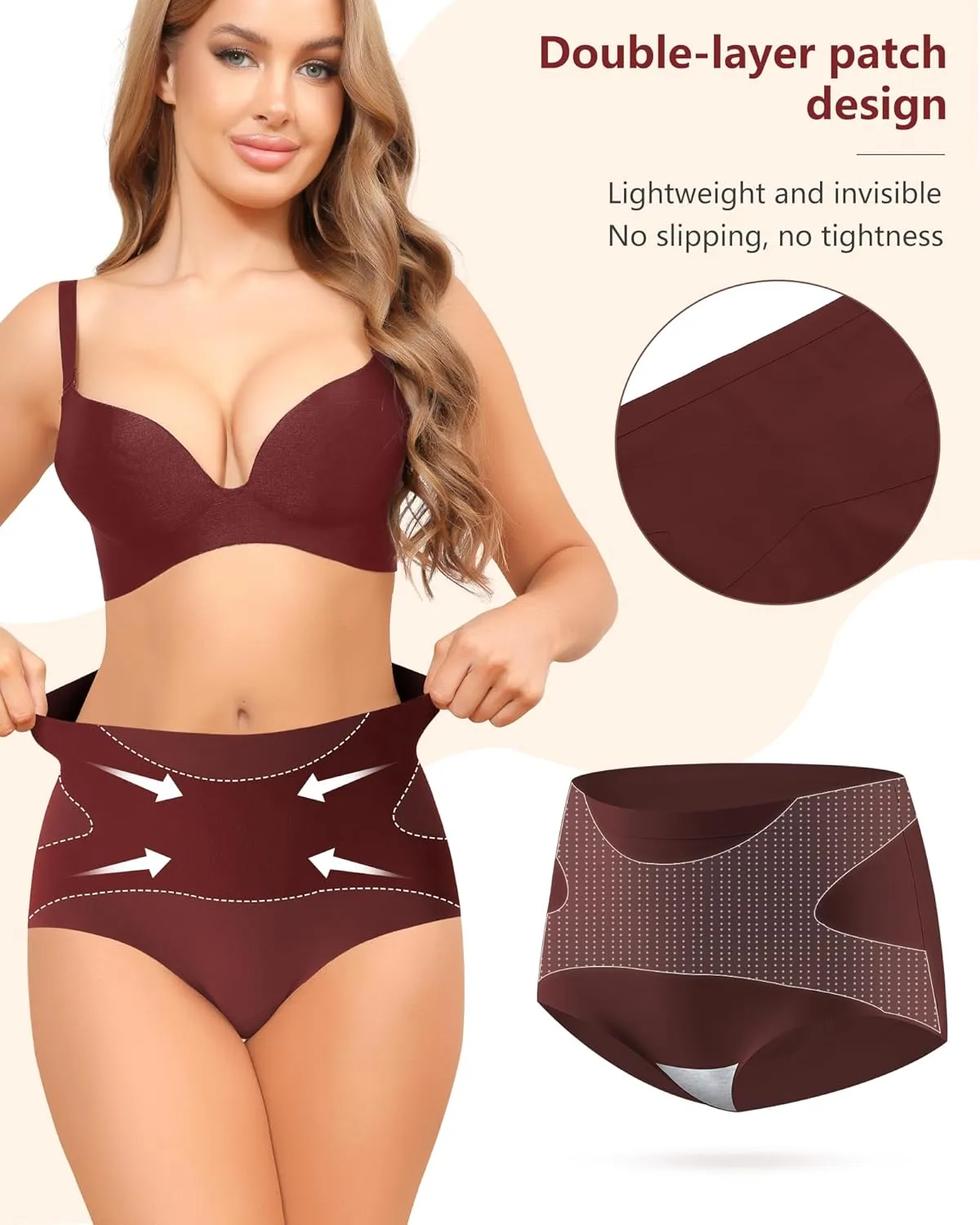 Seamless High Waisted Underwear For Women No Show Panties Full Coverage Soft Briefs 5 Pack S-XXL