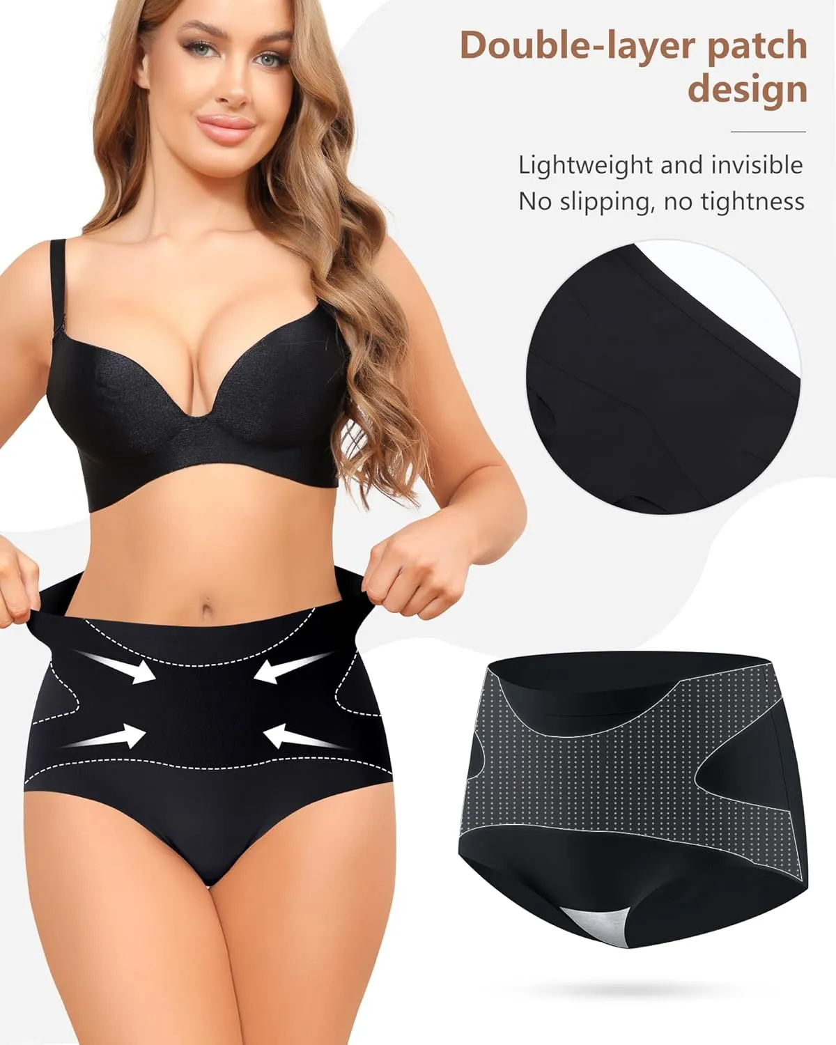 Seamless High Waisted Underwear For Women No Show Panties Full Coverage Soft Briefs 5 Pack S-XXL