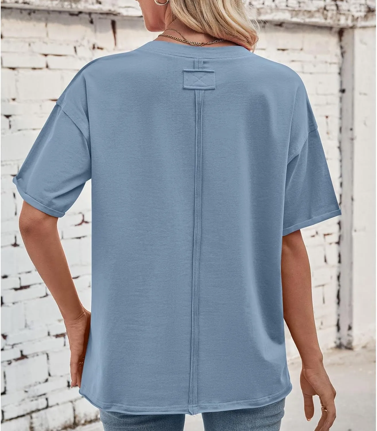 Short Sleeve Shirts for Women Loose Fit Cotton Casual Tops Oversized Reverse Seam Y2k Shirts Cozy Crewneck Basic Tees