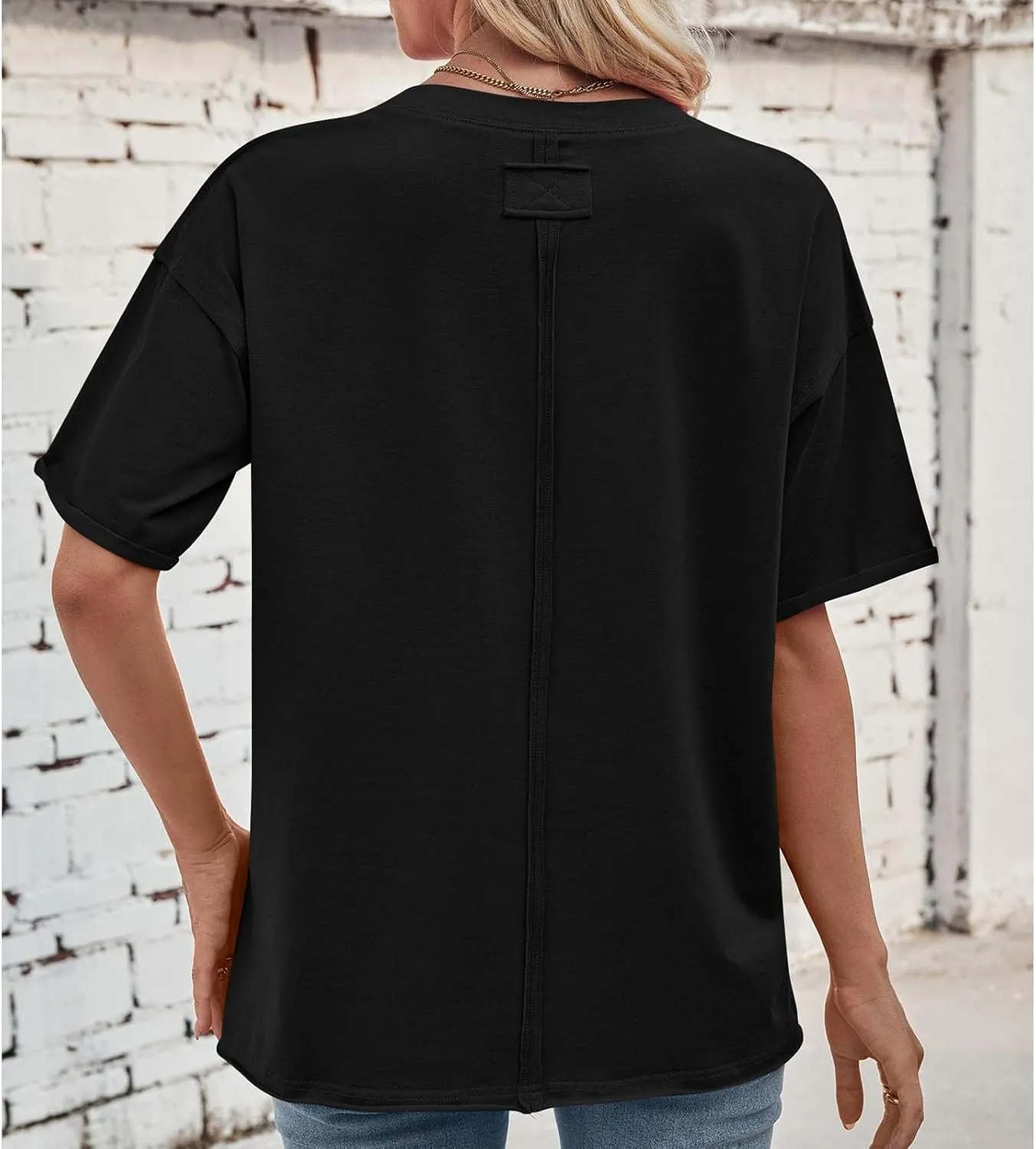 Short Sleeve Shirts for Women Loose Fit Cotton Casual Tops Oversized Reverse Seam Y2k Shirts Cozy Crewneck Basic Tees
