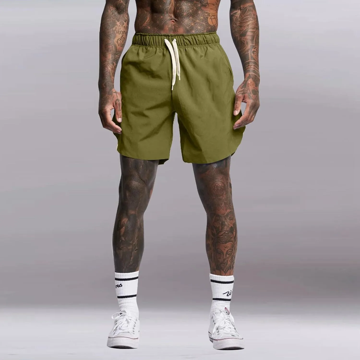 Shorts for Men Casual Shorts Athletic Workout Golf Shorts Beach Shorts Pocket Elastic Waist Drawstring Summer Workout Shorts