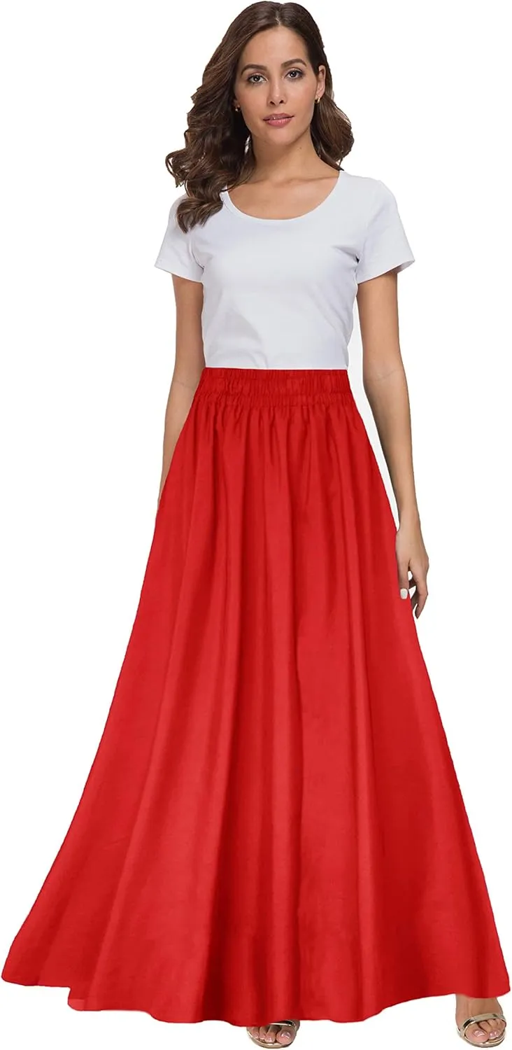 Sinono Womens Chiffon Retro Maxi Skirt Vintage Ankle-Length Skirts