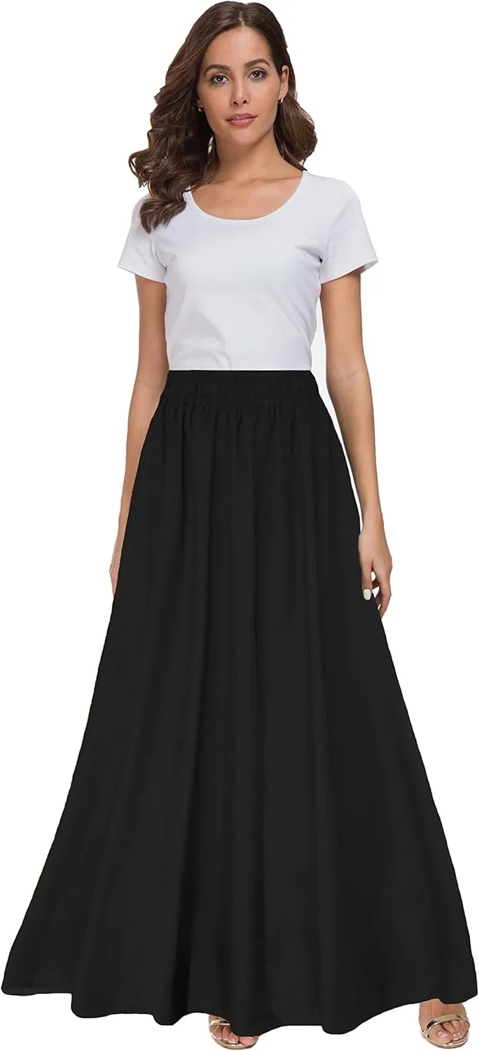 Sinono Womens Chiffon Retro Maxi Skirt Vintage Ankle-Length Skirts