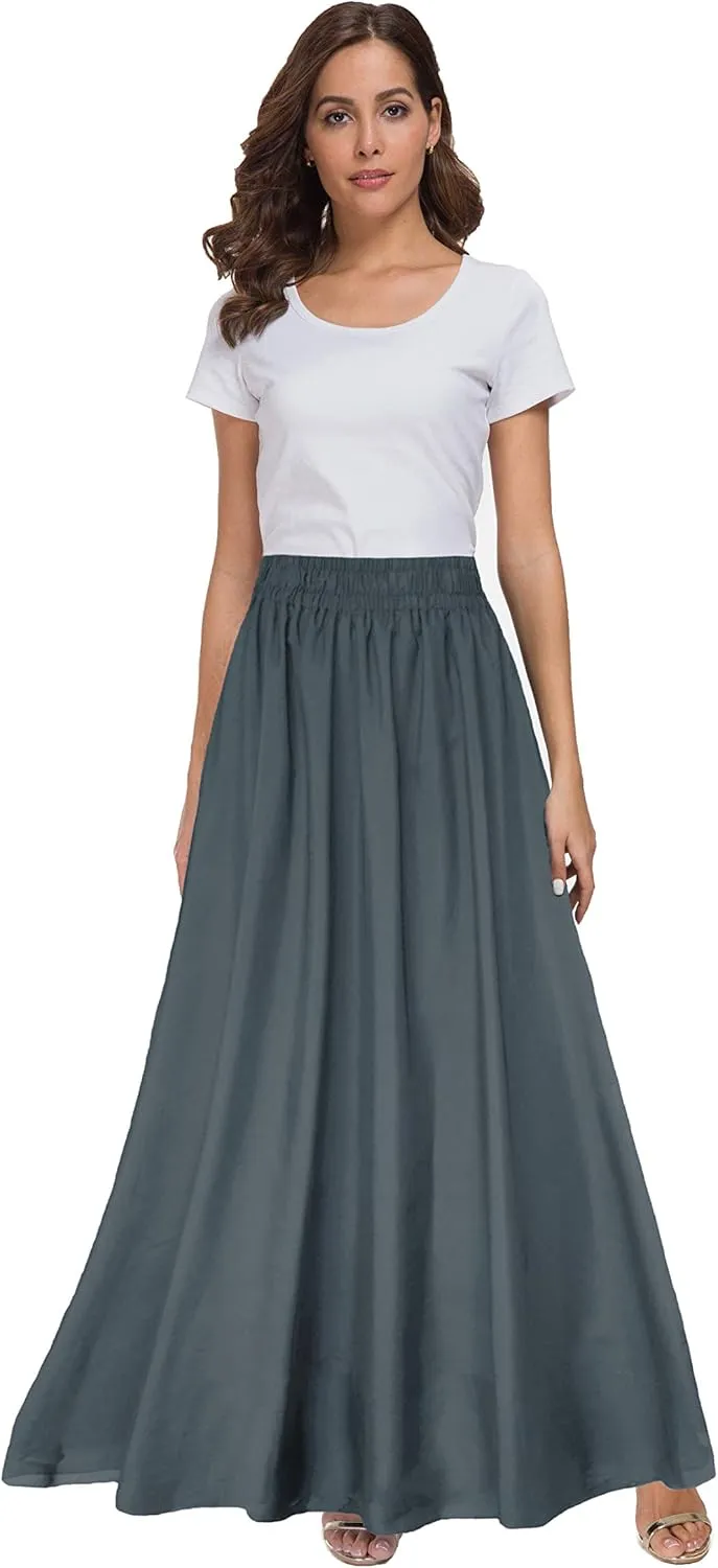 Sinono Womens Chiffon Retro Maxi Skirt Vintage Ankle-Length Skirts