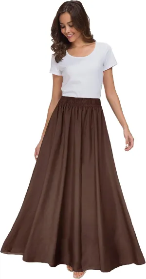 Sinono Womens Chiffon Retro Maxi Skirt Vintage Ankle-Length Skirts