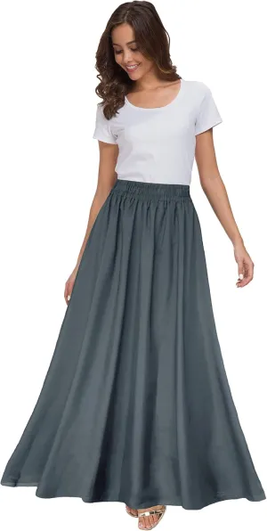 Sinono Womens Chiffon Retro Maxi Skirt Vintage Ankle-Length Skirts