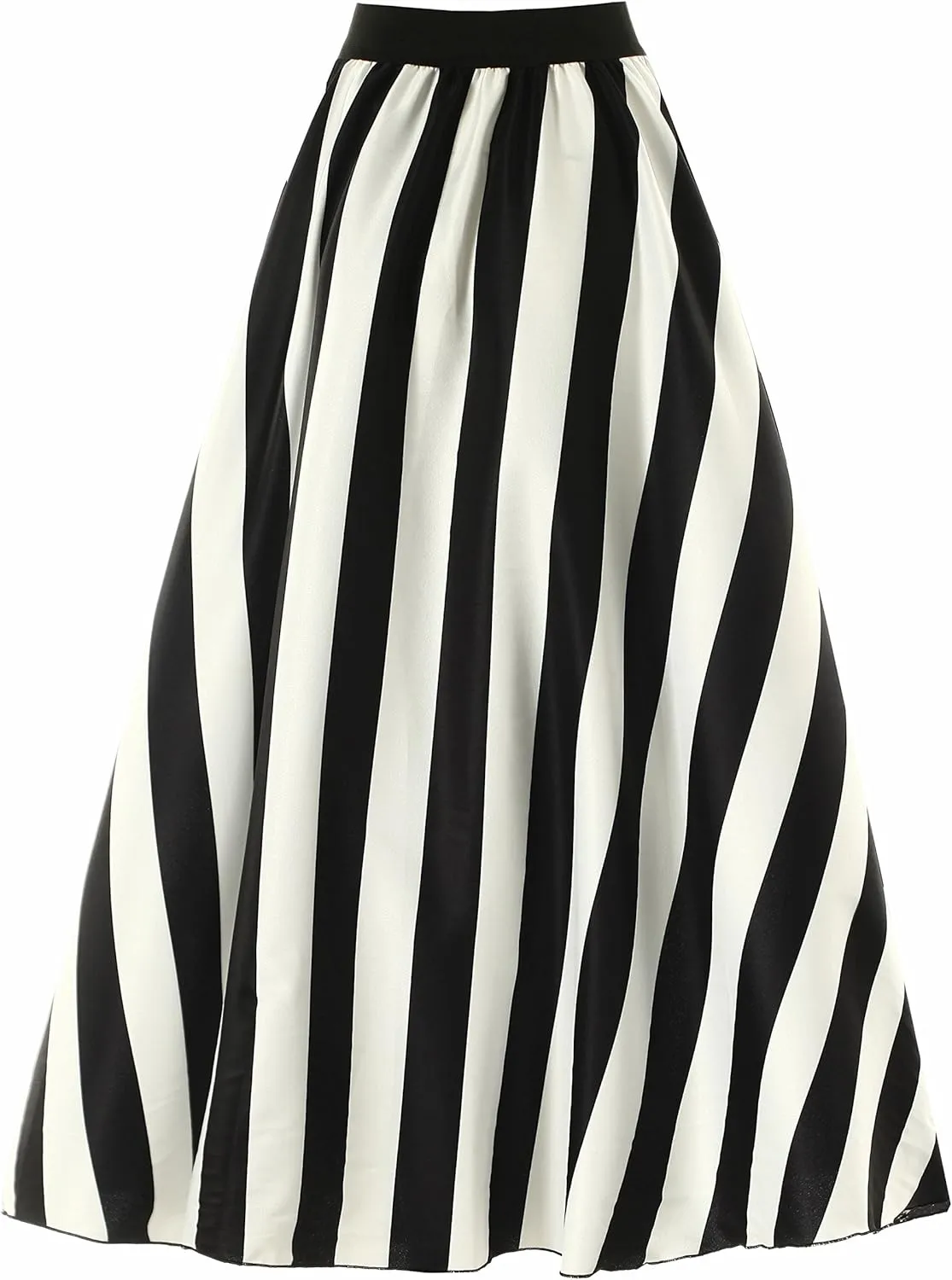 Sinono Women's Chiffon Stripe Maxi Skirt High Waist Mopping Floor Skirts