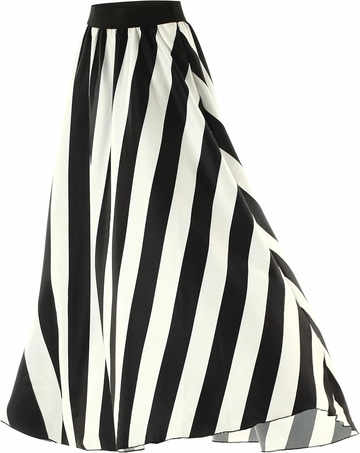 Sinono Women's Chiffon Stripe Maxi Skirt High Waist Mopping Floor Skirts